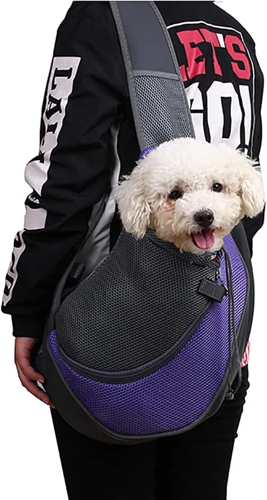 Love Dream Pet Dog Sling Carrier, Breathable Mesh Portable Travel Safe Pet Sling Shoulder Bag Carrier with Adjustable Non-Slip Shoulder Strap for Small Dogs Cats Puppy