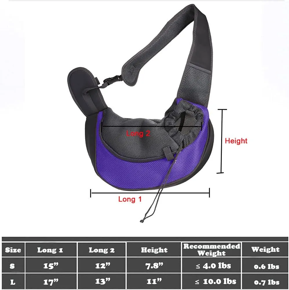 Love Dream Pet Dog Sling Carrier, Breathable Mesh Portable Travel Safe Pet Sling Shoulder Bag Carrier with Adjustable Non-Slip Shoulder Strap for Small Dogs Cats Puppy