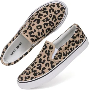Low-Top Slip Ons Women's Fashion Sneakers Casual Canvas Sneakers for Women Comfortable Flats Breathable Padded Insole Slip on Sneakers Women Low Slip on Shoes