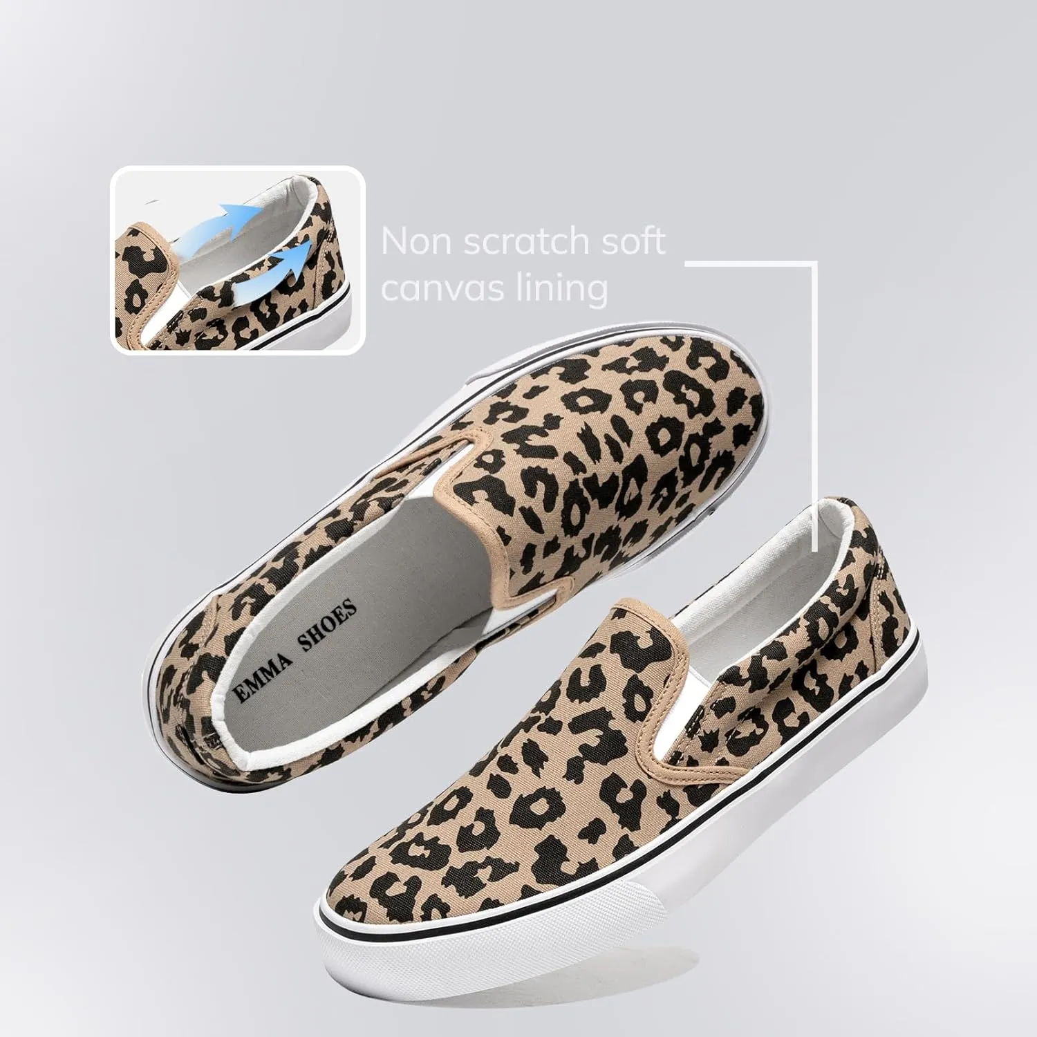 Low-Top Slip Ons Women's Fashion Sneakers Casual Canvas Sneakers for Women Comfortable Flats Breathable Padded Insole Slip on Sneakers Women Low Slip on Shoes