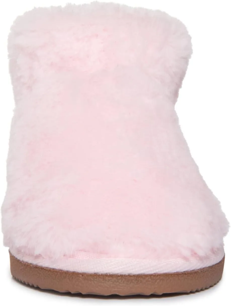 Lucky Brand Girls Plush Bootie Slippers, Fuzzy Rubber Sole Bedroom Slipper Booties, Little Kids Cozy Fluffy House Shoes Boots