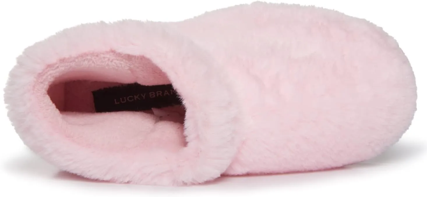 Lucky Brand Girls Plush Bootie Slippers, Fuzzy Rubber Sole Bedroom Slipper Booties, Little Kids Cozy Fluffy House Shoes Boots
