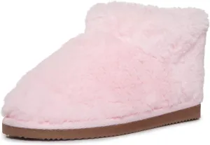 Lucky Brand Girls Plush Bootie Slippers, Fuzzy Rubber Sole Bedroom Slipper Booties, Little Kids Cozy Fluffy House Shoes Boots