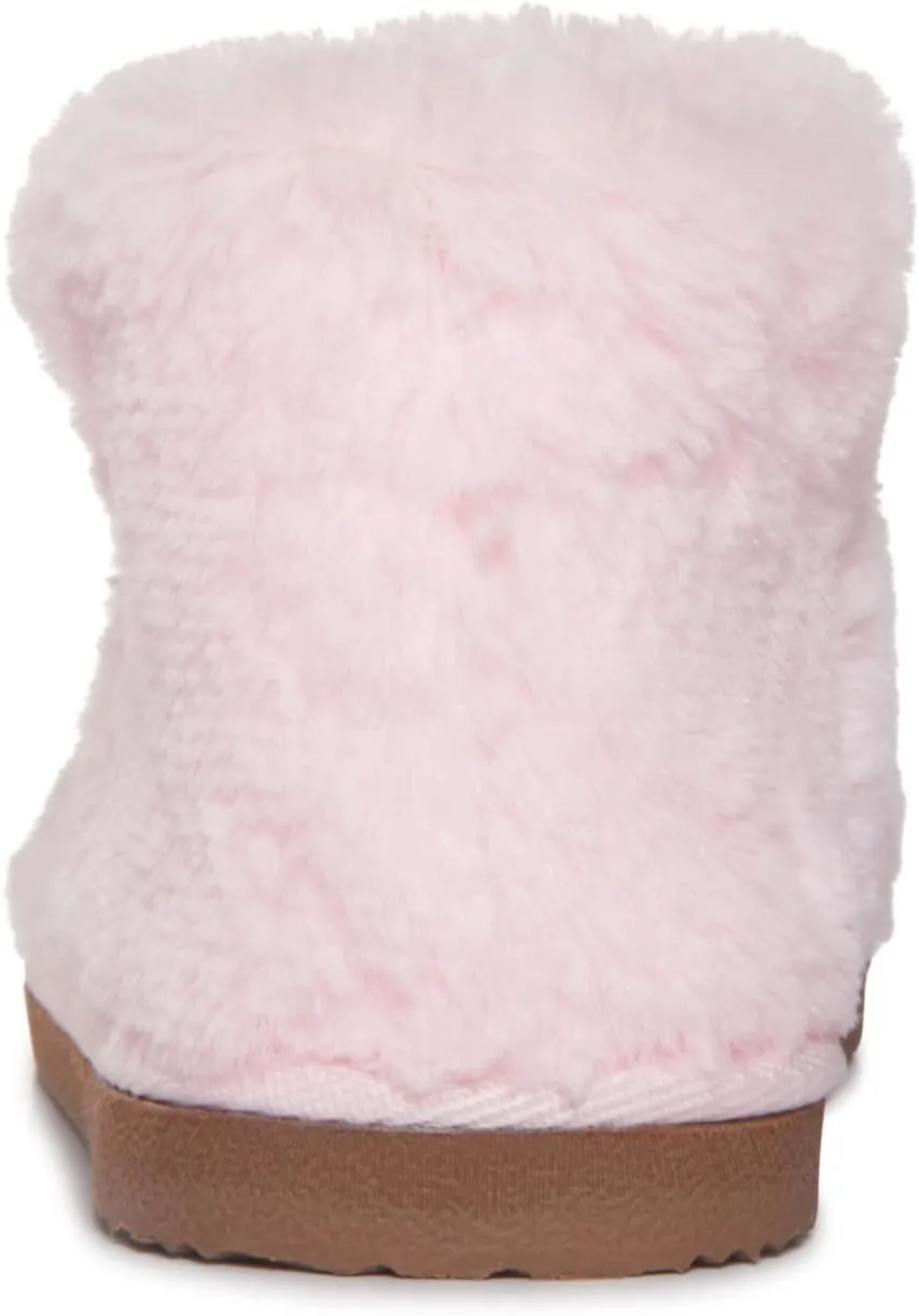 Lucky Brand Girls Plush Bootie Slippers, Fuzzy Rubber Sole Bedroom Slipper Booties, Little Kids Cozy Fluffy House Shoes Boots