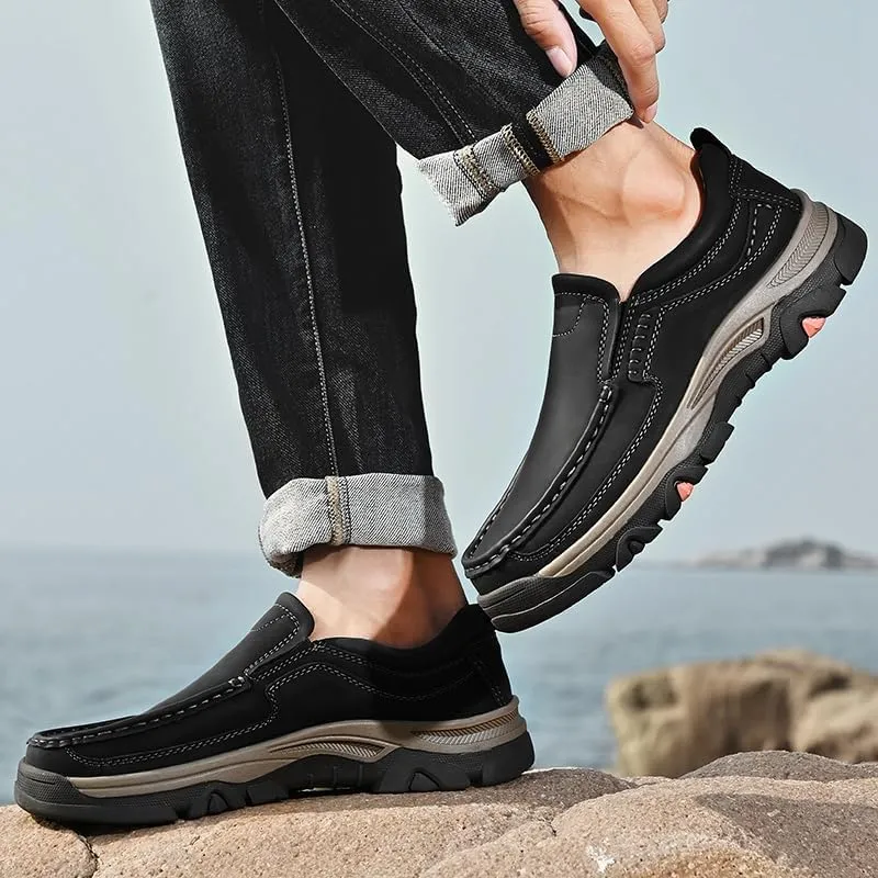 LZDZN Loafers for Men Shoes Leather Casual Shoe Mens Driving Men's Black Yellow Brown Big Size Male Boat Dress