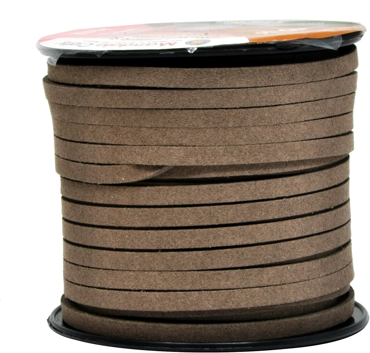 Mandala Crafts Clay Brown Faux Suede Cord for Jewelry Making - 5mm 50 Yards Flat Vegan Leather Strings Laces Strips for Bracelets, Necklaces, DIY Crafts, and Dream Catchers Supplies