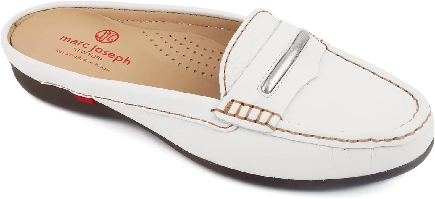 Marc Joseph New York Women's Leather Made in Brazil Luxury Mule Slide with Penny Detail