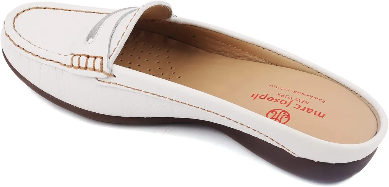 Marc Joseph New York Women's Leather Made in Brazil Luxury Mule Slide with Penny Detail