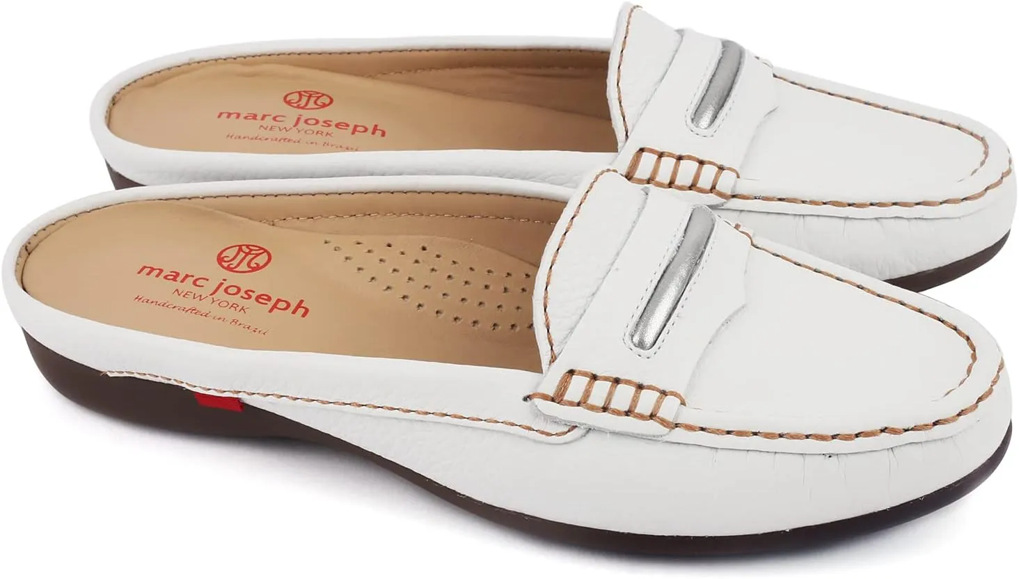 Marc Joseph New York Women's Leather Made in Brazil Luxury Mule Slide with Penny Detail