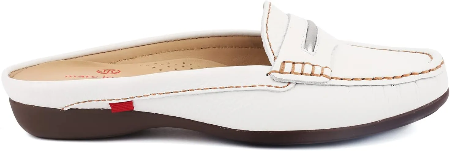 Marc Joseph New York Women's Leather Made in Brazil Luxury Mule Slide with Penny Detail