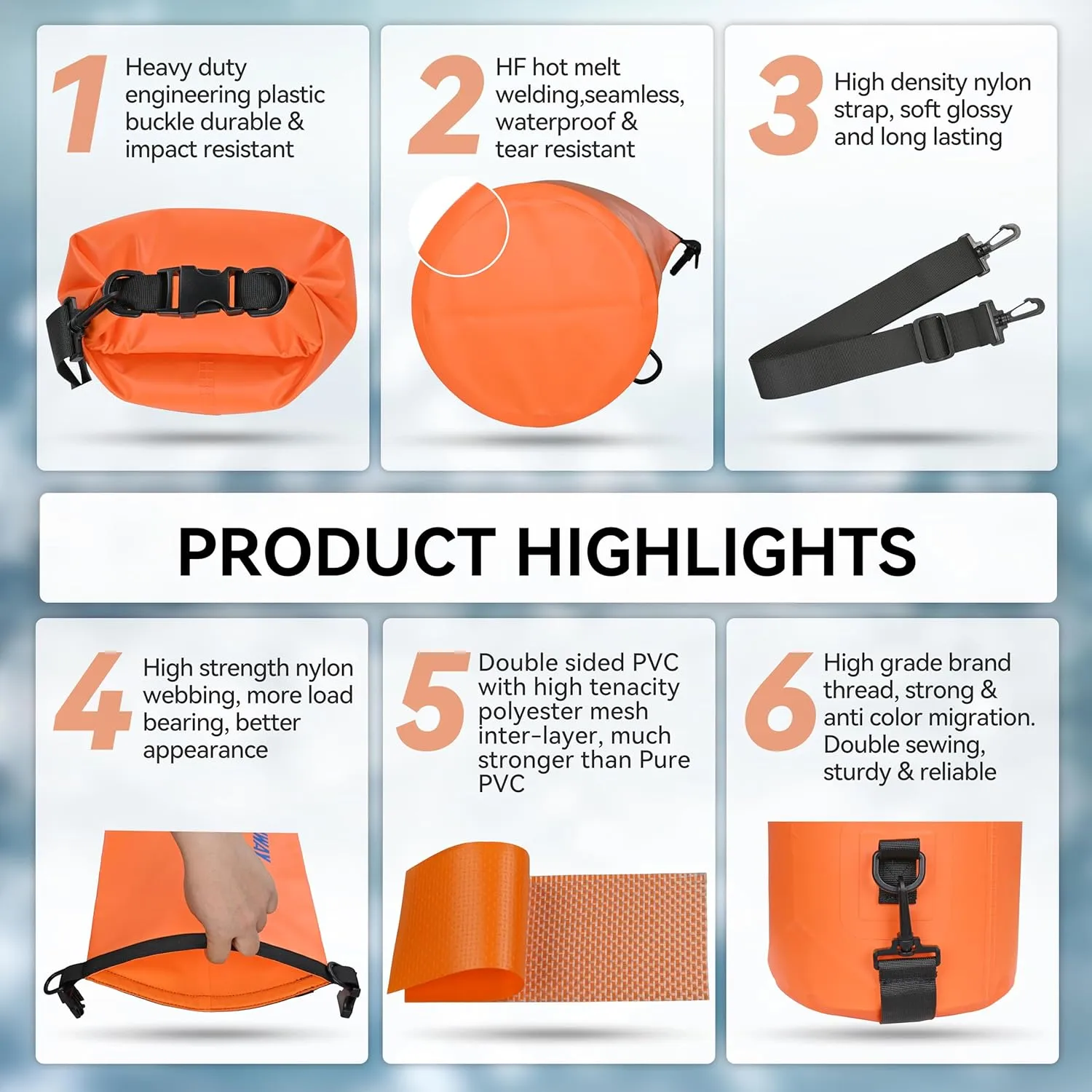 MARCHWAY Floating Waterproof Dry Bag Backpack 5L/10L/20L/30L/40L, Roll Top Sack Keeps Gear Dry for Kayaking, Rafting, Boating, Swimming, Camping, Hiking, Beach, Fishing