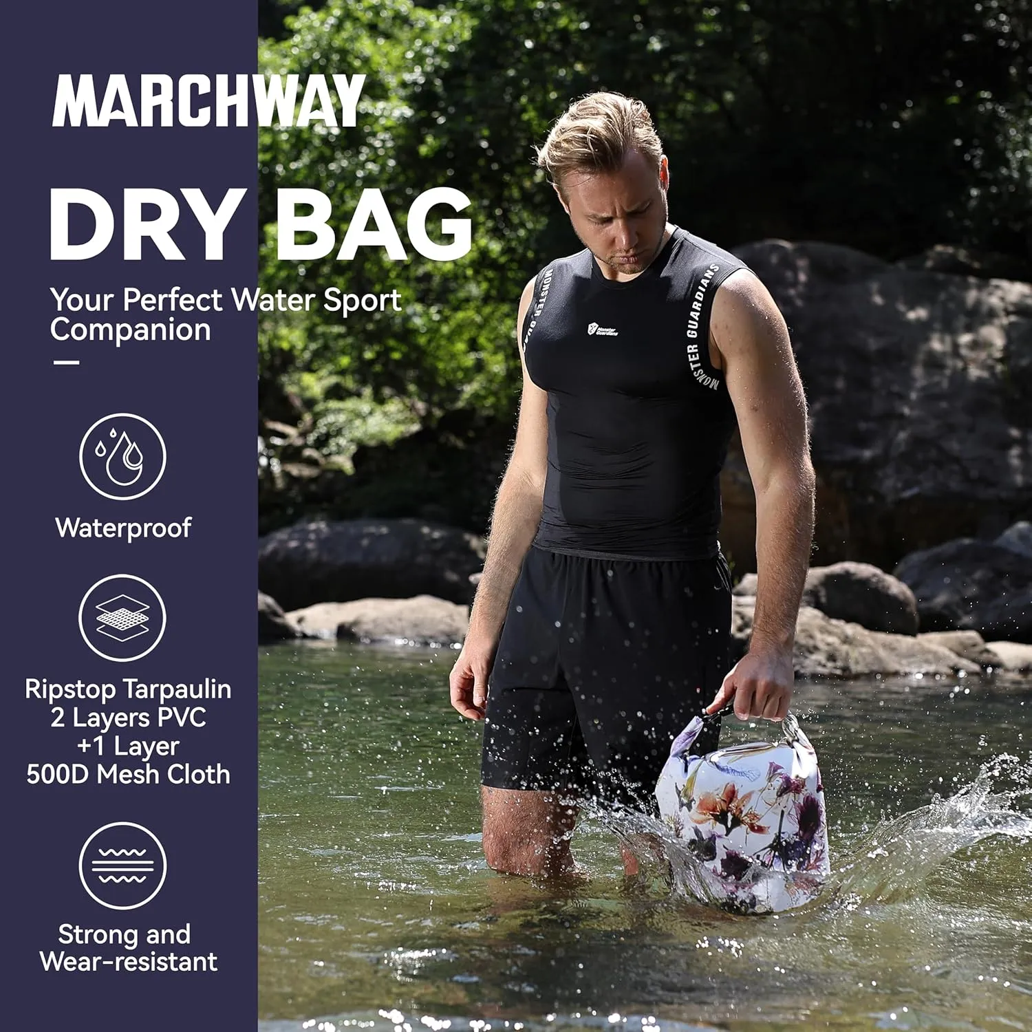 MARCHWAY Floating Waterproof Dry Bag Backpack 5L/10L/20L/30L/40L, Roll Top Sack Keeps Gear Dry for Kayaking, Rafting, Boating, Swimming, Camping, Hiking, Beach, Fishing