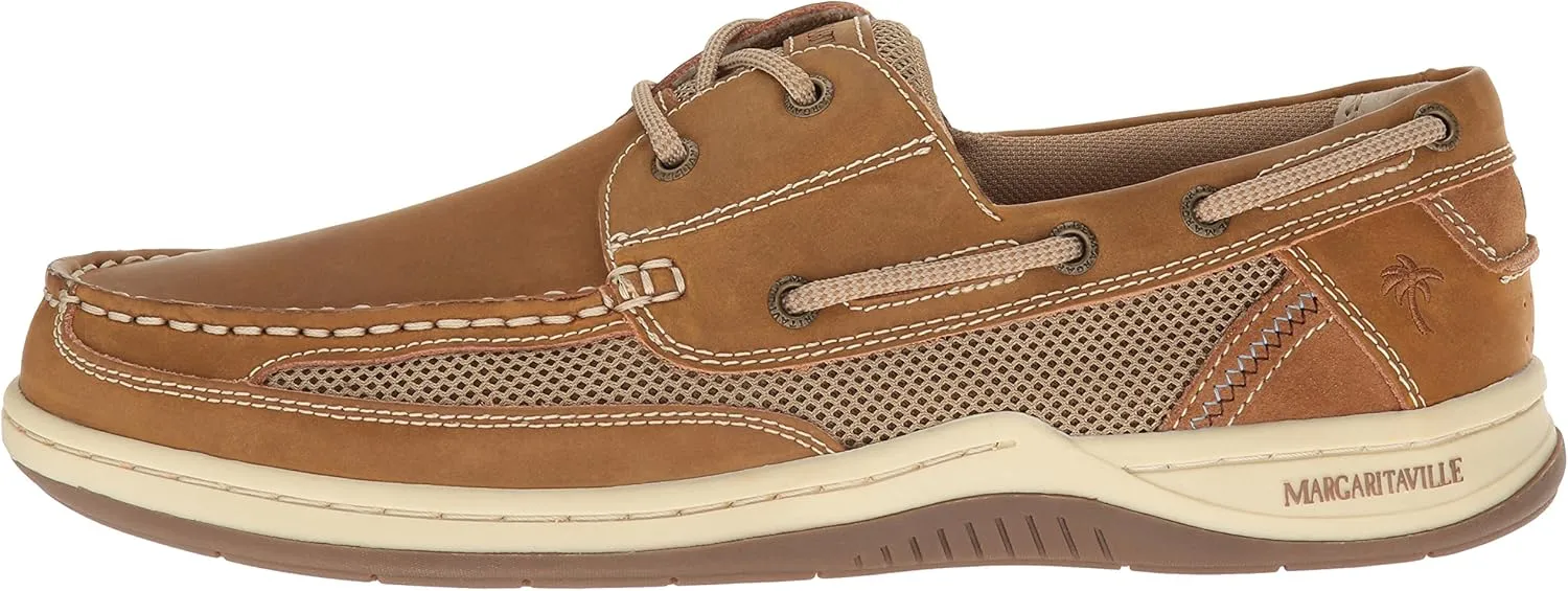 Margaritaville Mens Anchor Lace Boat Shoe, Light Tan, 9.5 US