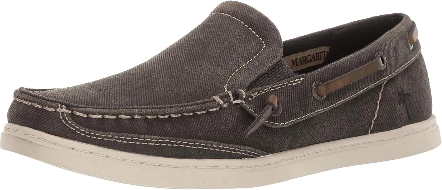 Margaritaville Men's Dock Slip on Boat Shoes - Leather Lace, Lightweight Slip on Shoes