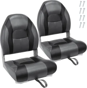 Marine High Back Boat Seat, Folded Fishing Boat Chairs, Waterproof Captain Boat Seat with Mounting Screws, Marine High Back Folding Boat Seat, Portable Boat Seats with Thick Soft Cushion 2pack