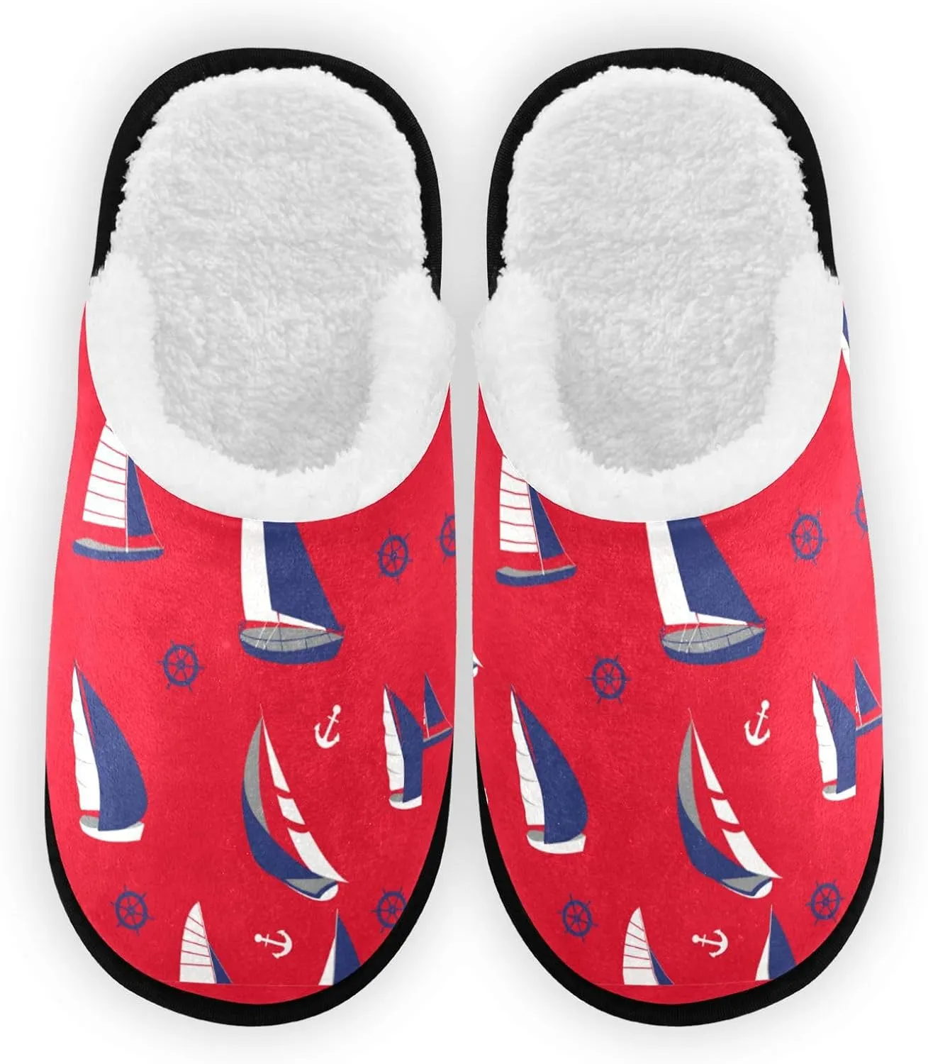 Marine Nautical Boat Slippers Soft Non-Slip Indoor Women Men House Slippers Home Shoes