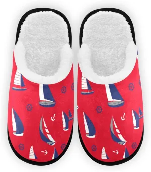 Marine Nautical Boat Slippers Soft Non-Slip Indoor Women Men House Slippers Home Shoes