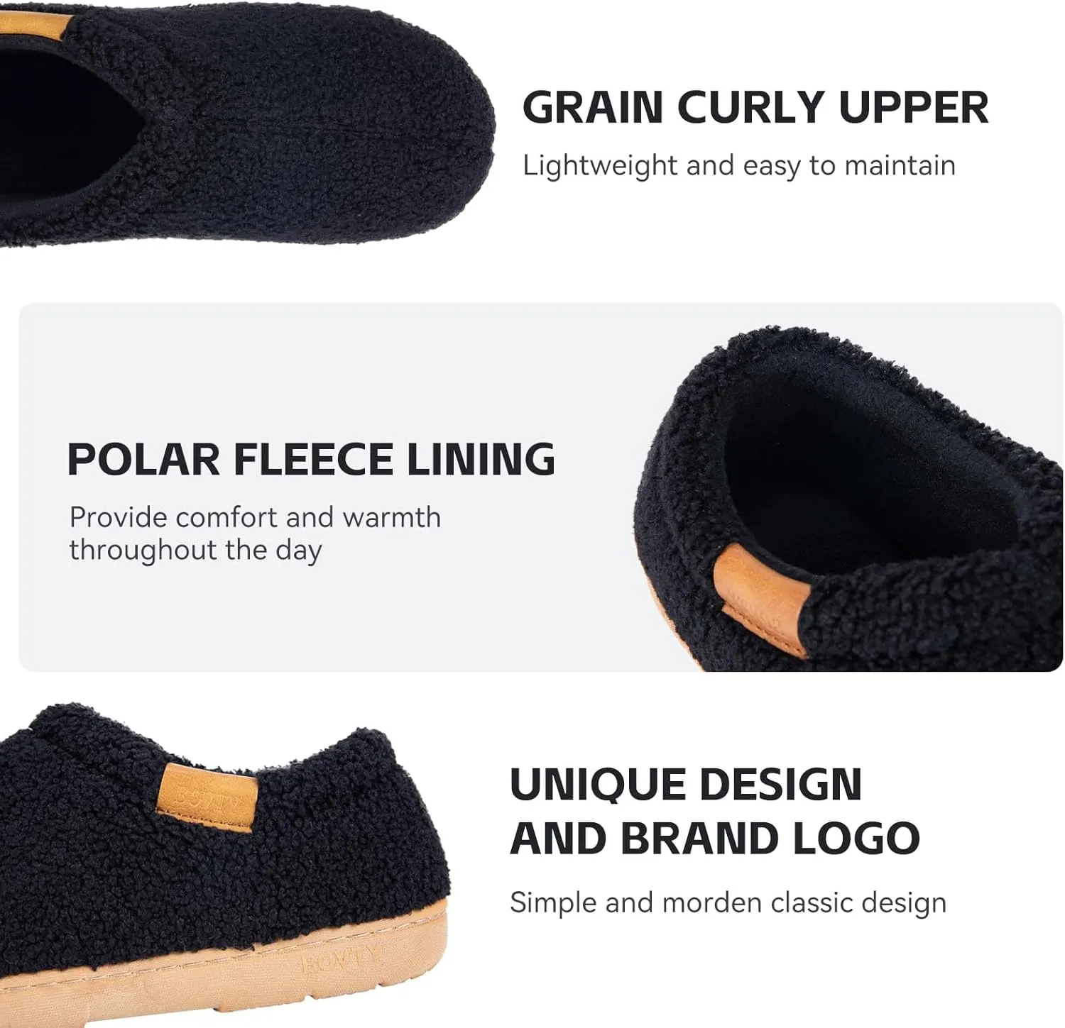 Memory Foam Slippers for Women - Indoor Cozy House Slip-on with Warm Curly Full