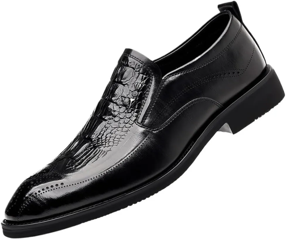 Men Leather Oxford Loafers Slip On Comfortable Business Casual Breathable Dress Shoes Fashion Driving Comfort