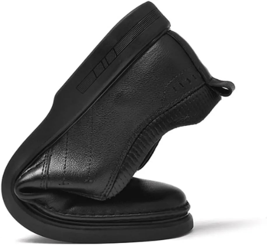 Men Leather Slip On Oxford Dress Shoes Casual Business Soft Bottom Round Toe Waterproof Spring Autumn