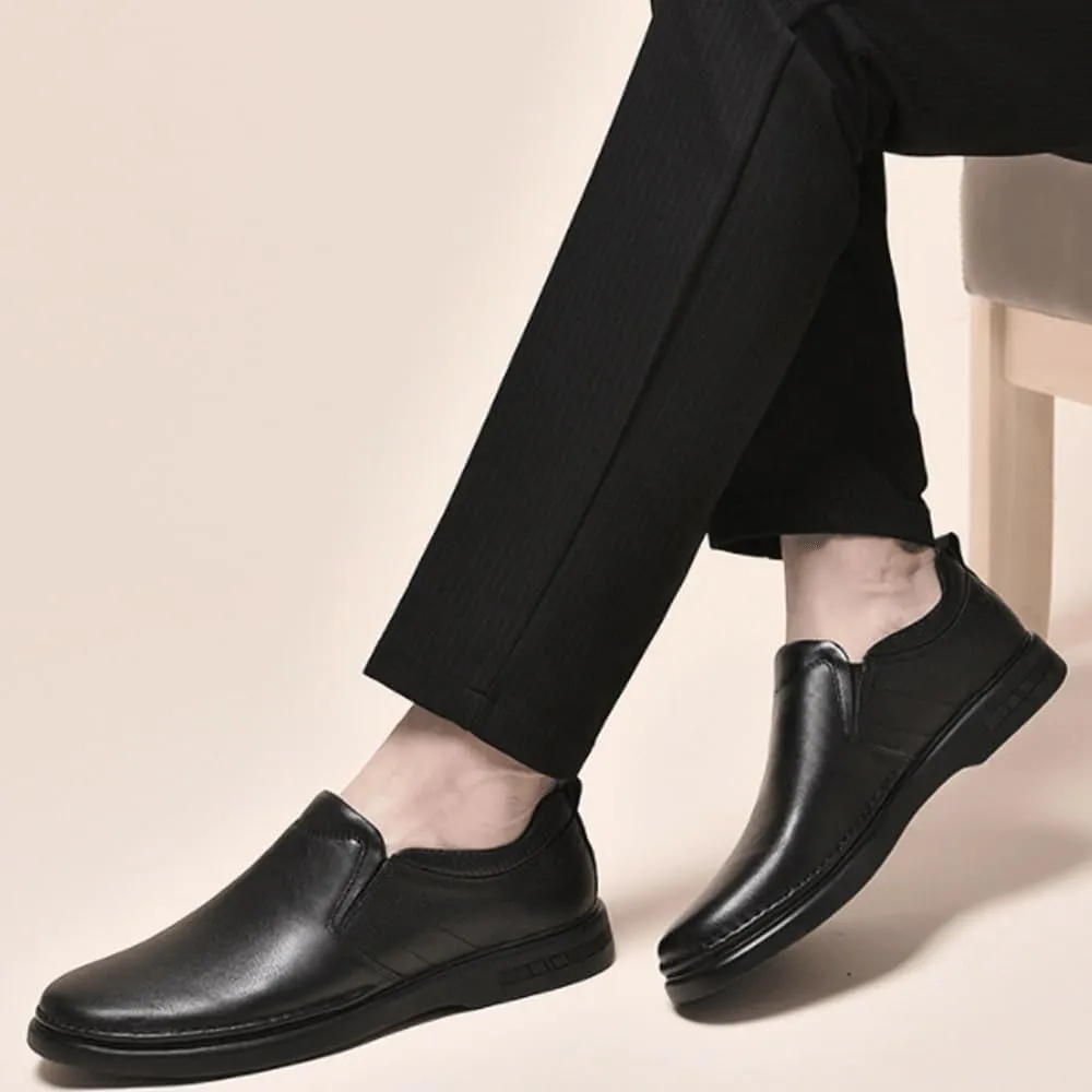 Men Leather Slip On Oxford Dress Shoes Casual Business Soft Bottom Round Toe Waterproof Spring Autumn