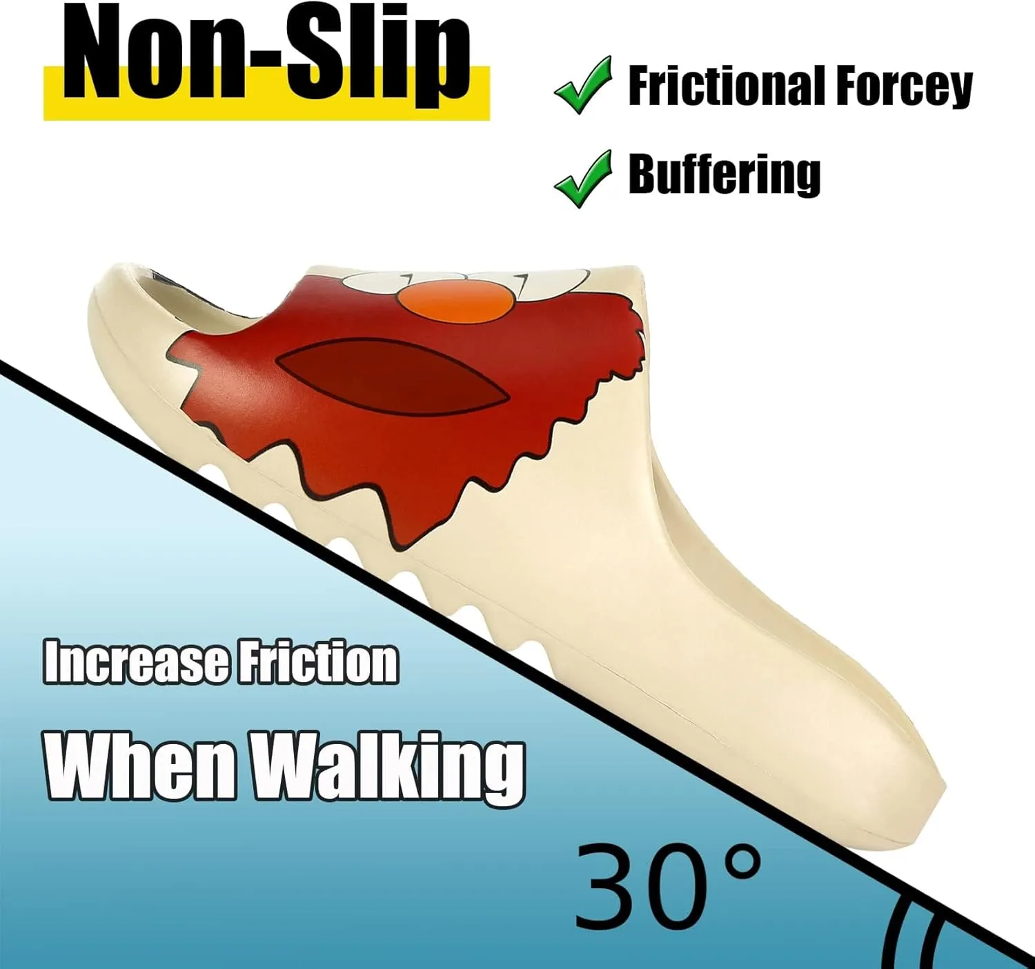 Men Women Cloud Cushion Slides EVA Pillow Slippers Cute Cartoon Print Non-Slip Shower Sandals Open Toe for Bathroom House Spa Gym Home Soft Comfy Shoes