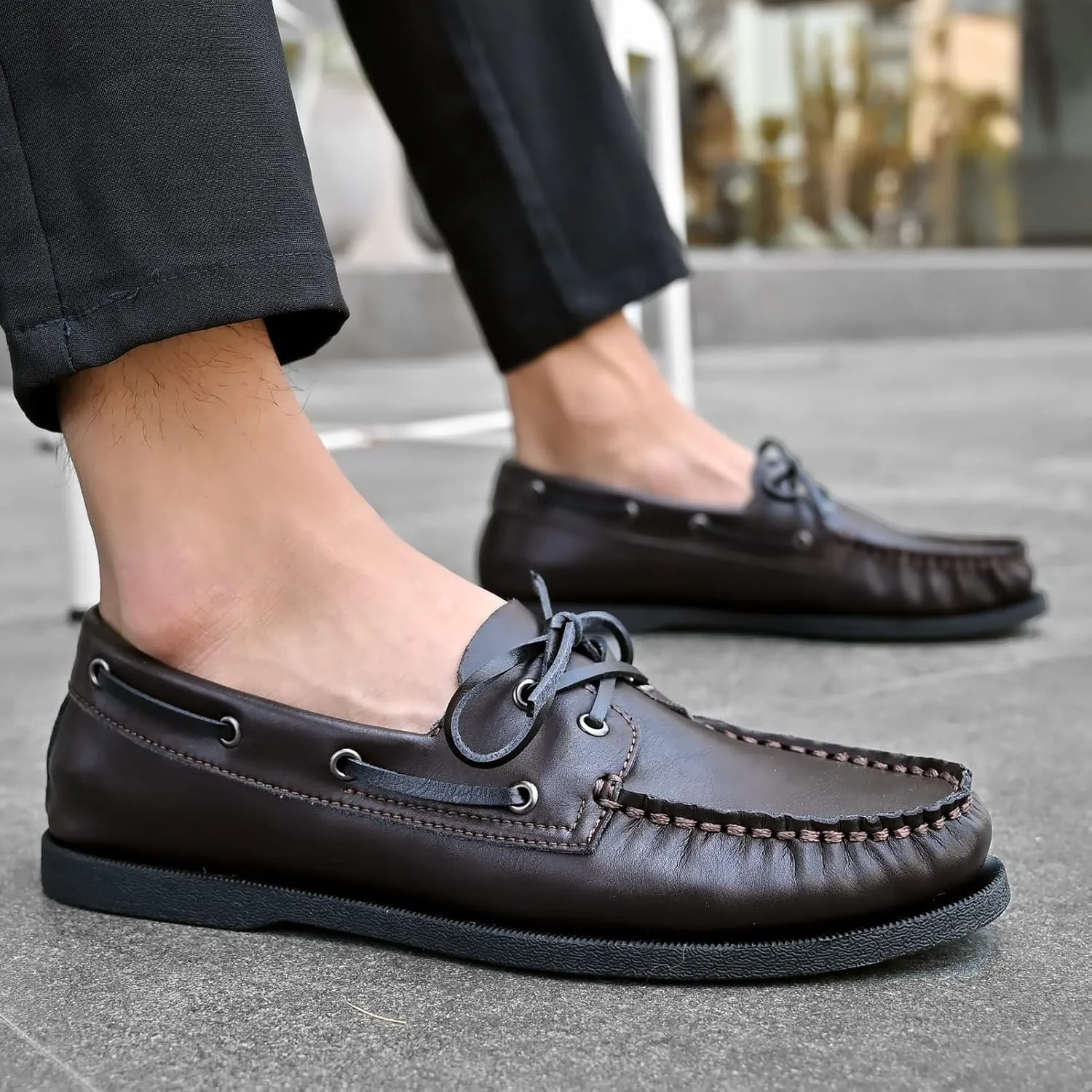 Mens Boat Shoes Leather Casual Dress Shoes Classic Loafers
