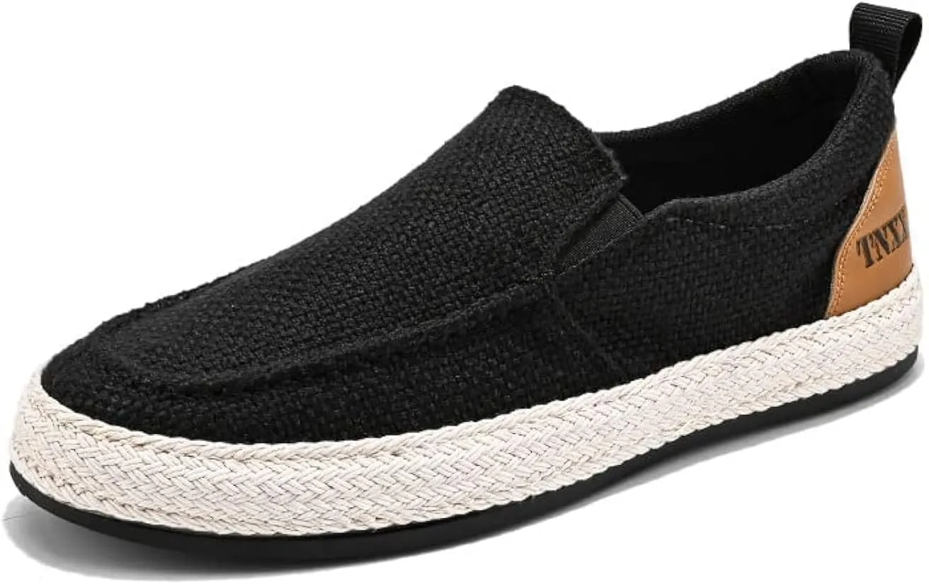 Men's Breathable Canvas Casual Loafers Slip on Sneakers Fisherman's Shoes Cloth Flats Shoes