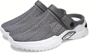 Men's Breathable Lace Free Slip On Knitted Clog, Casual Non Slip Sandals with Assorted Colors, Outdoor Walking Shoes for Summer