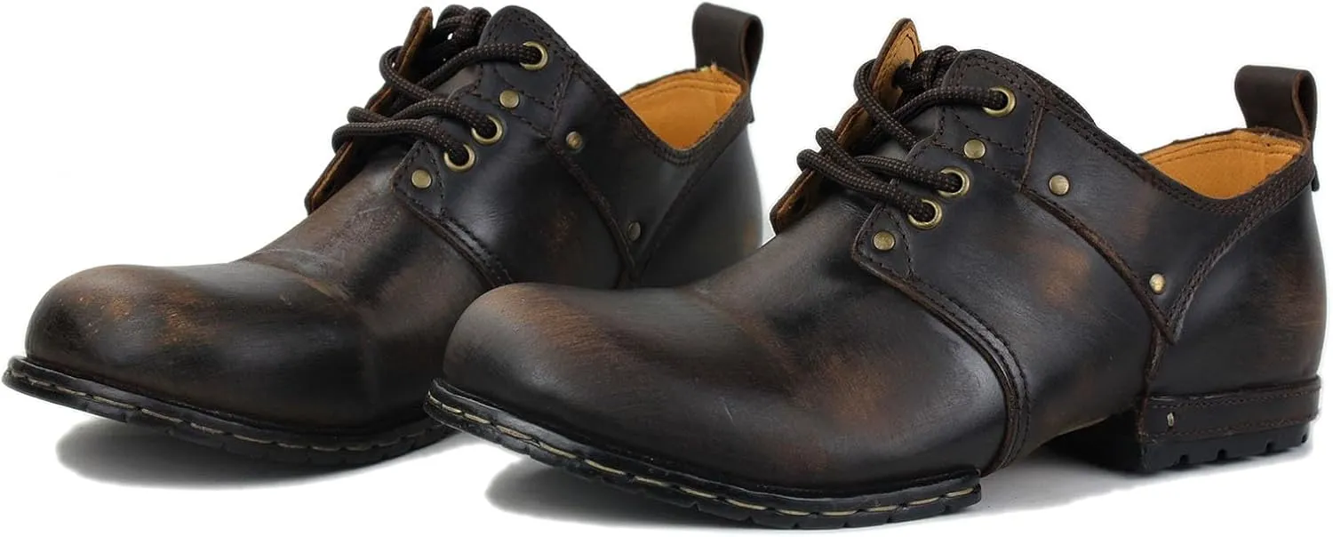 Mens Chukka Biker Cowboy Motorcycle Stylish Boots Combat Hiking Leather Casual Ankle Boots 6015-1-E-R