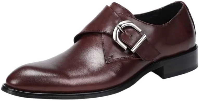 Men's Dress Shoes Spanish Leather Casual Monk Slip On Breathable Non Slip Block Heel Oxford
