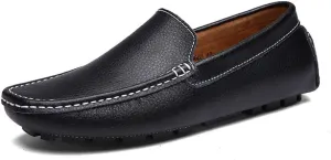 Men's Driving Penny Loafers Bare Vamp Leisure Boat Moccasins Soft Rubber Sole Casual
