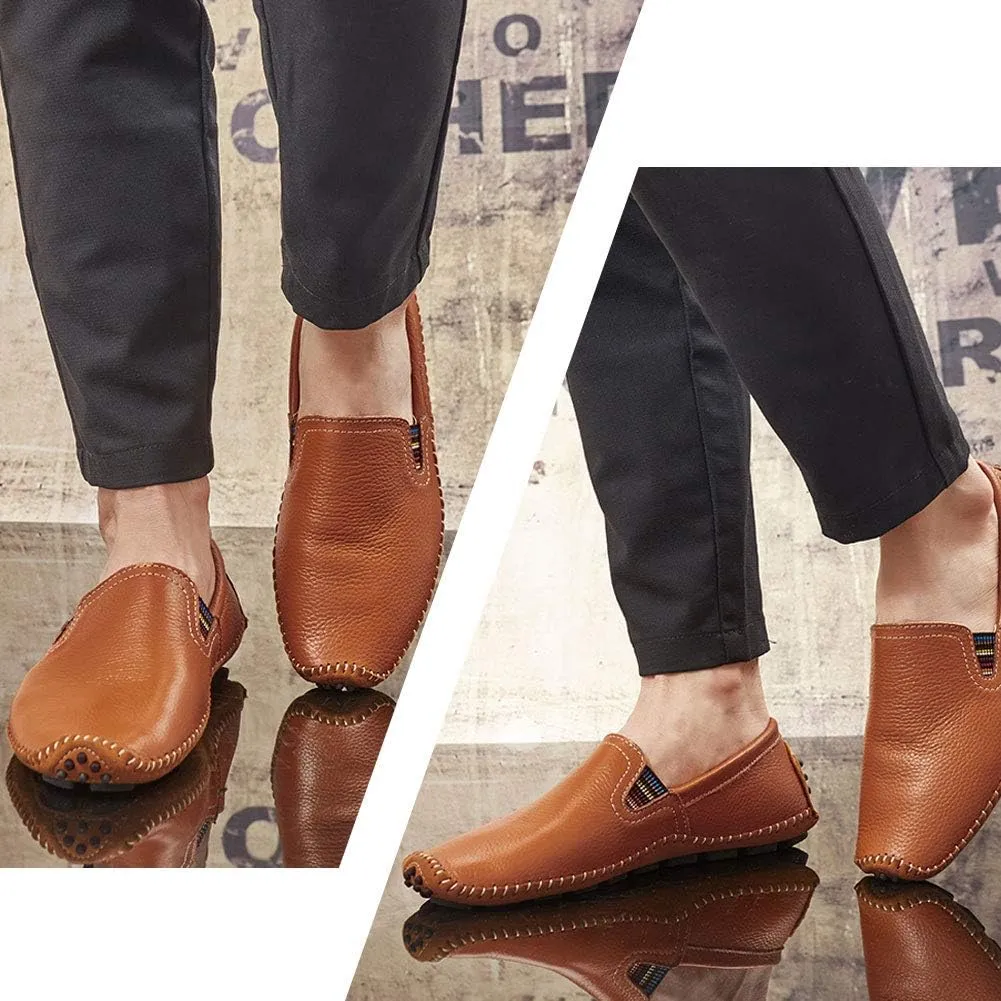 Men's Driving Shoes Leather Fashion Slipper Casual Slip on Loafers Shoes in Summer