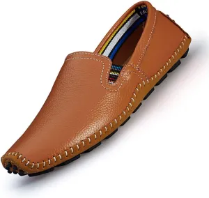 Men's Driving Shoes Leather Fashion Slipper Casual Slip on Loafers Shoes in Summer