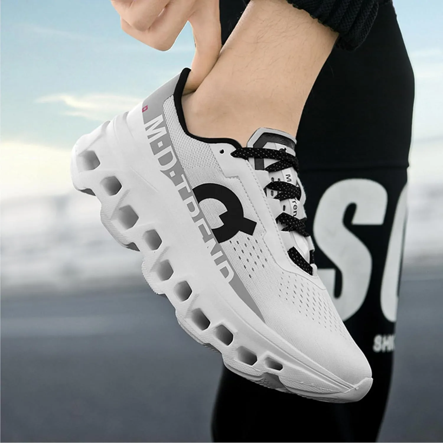 Men's Fashion Sneakers Breathable Mesh Running Shoes Cushioned Athletic Sneakers Non Slip Soft Sole Casual Athletic Walking Shoes