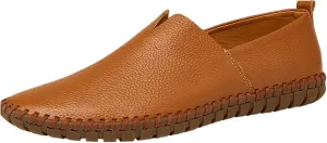 Men's Genuine Leather Loafer Flats Slip-On Soft Handmade Sole Summer Hollowed Casual Driving Shoes