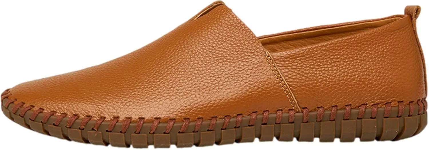 Men's Genuine Leather Loafer Flats Slip-On Soft Handmade Sole Summer Hollowed Casual Driving Shoes