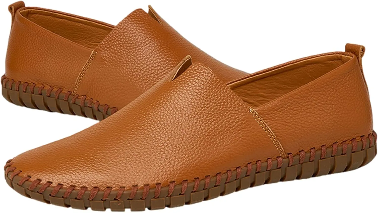 Men's Genuine Leather Loafer Flats Slip-On Soft Handmade Sole Summer Hollowed Casual Driving Shoes