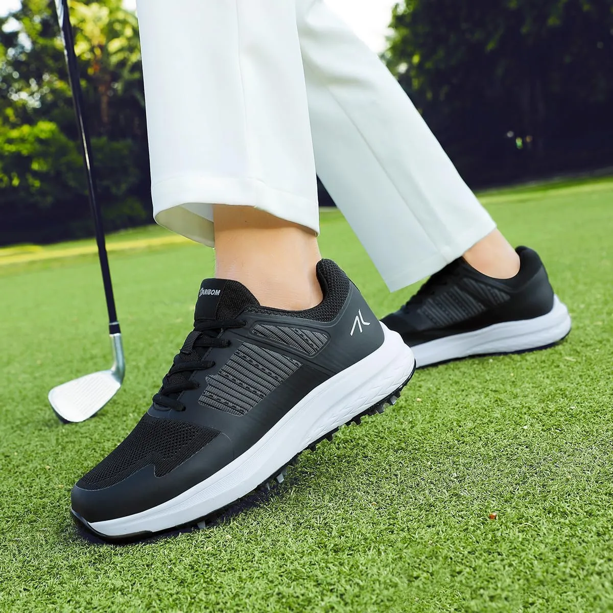 Mens Golf Shoes Spiked Breathable Mesh Arch Support Size 7.5-12