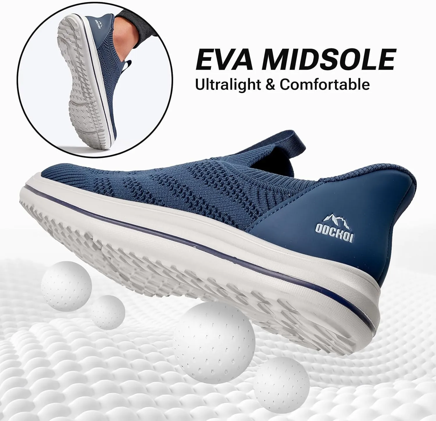 Men’s Hands Free Slip On Walking Shoes Lightweight Athletic Non Slip Sneakers Comfortable Breathable Knit Slip in Casual Shoes