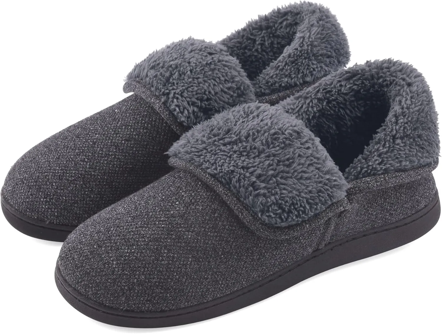 Mens Knit Bootie Slippers Comfy Casual Memory Foam Boot Slipper Indoor Outdoor House Shoes
