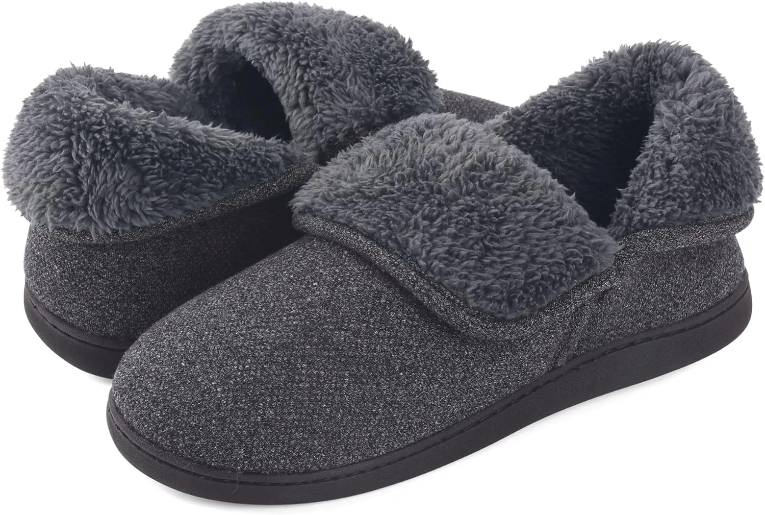 Mens Knit Bootie Slippers Comfy Casual Memory Foam Boot Slipper Indoor Outdoor House Shoes