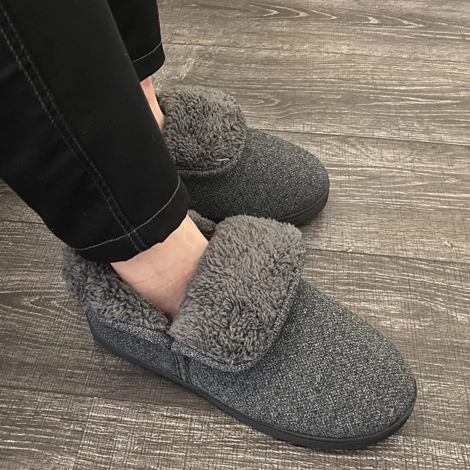 Mens Knit Bootie Slippers Comfy Casual Memory Foam Boot Slipper Indoor Outdoor House Shoes