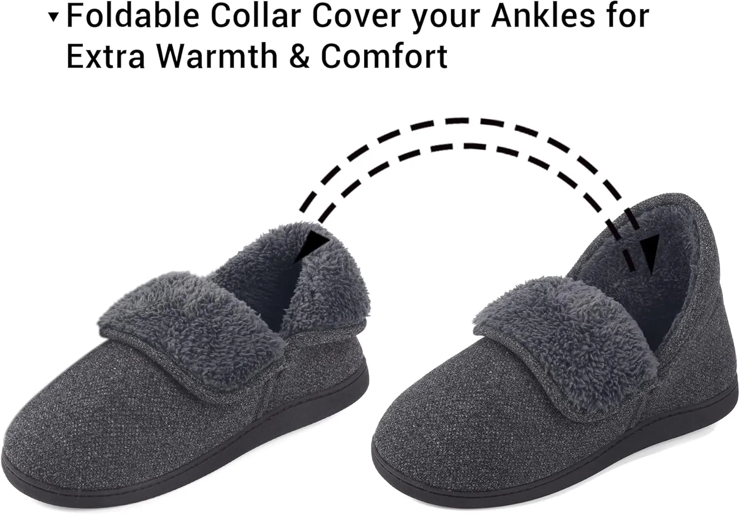 Mens Knit Bootie Slippers Comfy Casual Memory Foam Boot Slipper Indoor Outdoor House Shoes
