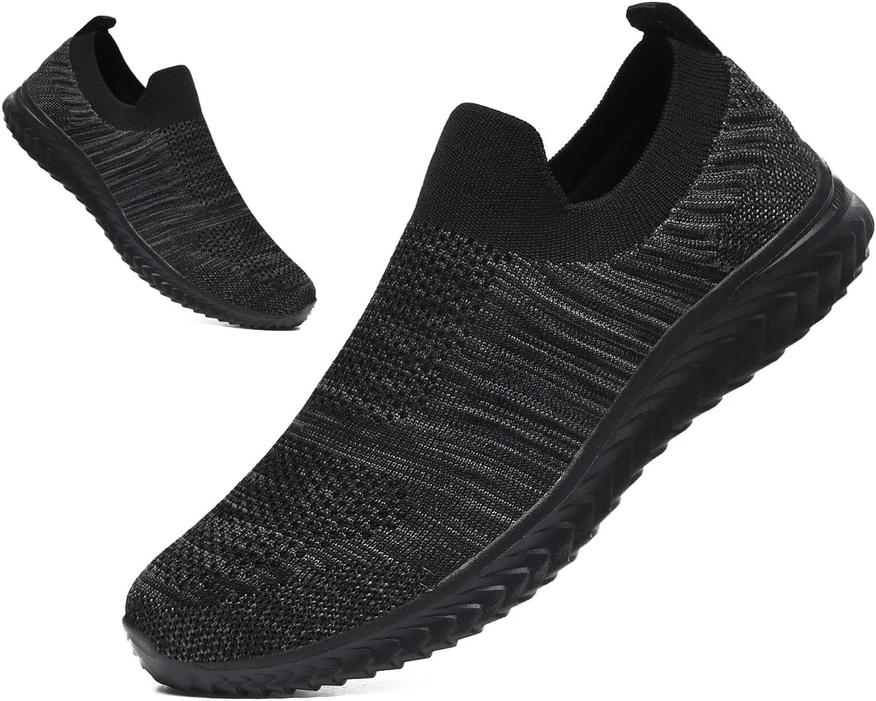Mens Laceless Slip - on Mesh Knit Sneakers for Casual Athletic Walking & Running - Lightweight, Comfortable, Breathable
