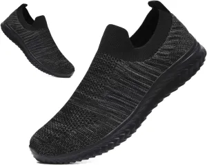 Mens Laceless Slip - on Mesh Knit Sneakers for Casual Athletic Walking & Running - Lightweight, Comfortable, Breathable