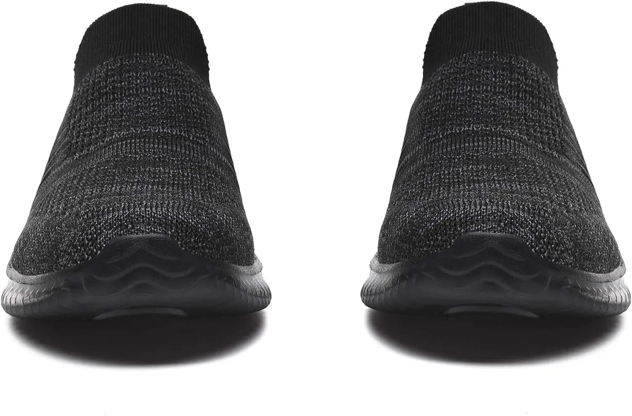 Mens Laceless Slip - on Mesh Knit Sneakers for Casual Athletic Walking & Running - Lightweight, Comfortable, Breathable