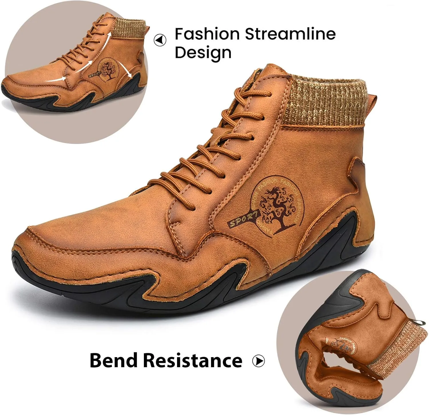 Mens Loafer Retro Leather Casual Oxford Shoes Handmade Comfort Moccasins Walking Business Work Office Dress Anti Slip Outdoor Summer Driving Boat Round Toe Slip on Shoe Wide Fit