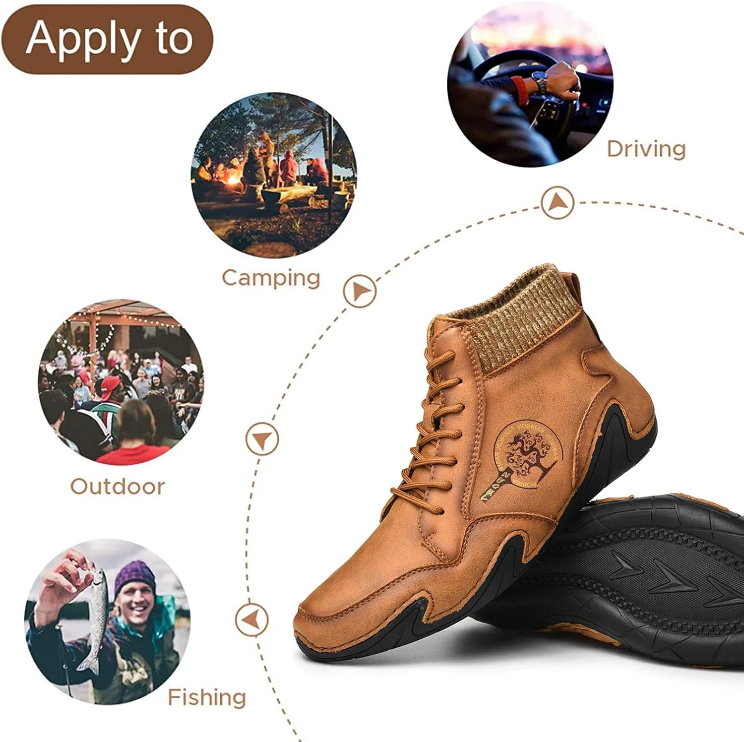 Mens Loafer Retro Leather Casual Oxford Shoes Handmade Comfort Moccasins Walking Business Work Office Dress Anti Slip Outdoor Summer Driving Boat Round Toe Slip on Shoe Wide Fit