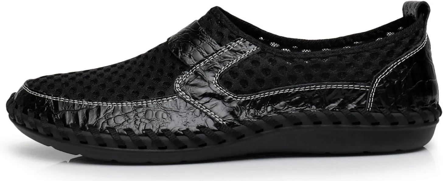 Men's Mesh Breathable Walking Loafers Outdoor Lightweight Slip-on Mesh Casual Shoes Stitching Honeycomb Hiking Shoes